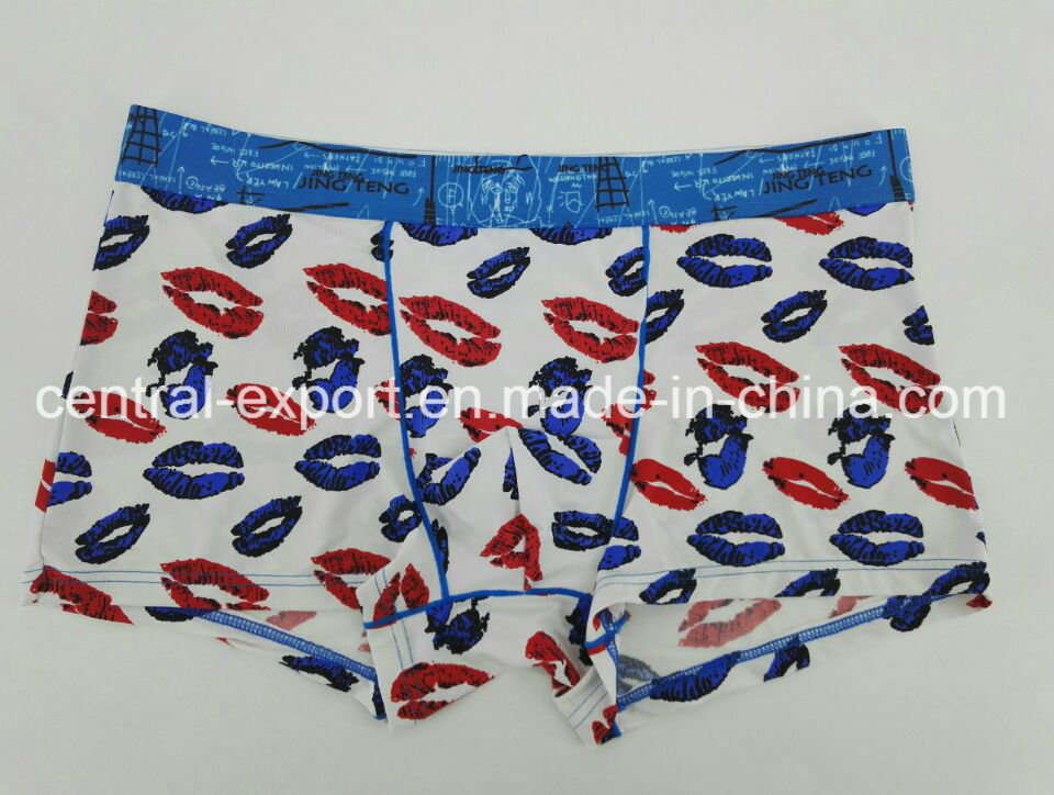 New Print Design Polyester Men's Boxer Brief Underwear