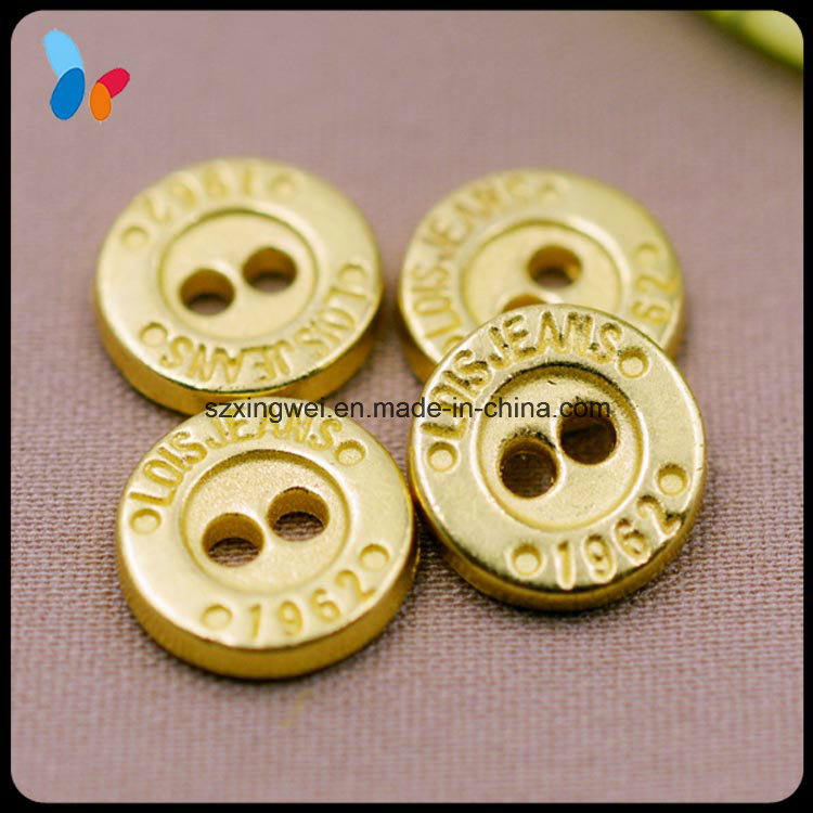 Custom Fashion Concave Gold Metal Button Alloy Two Holes Shirt Button