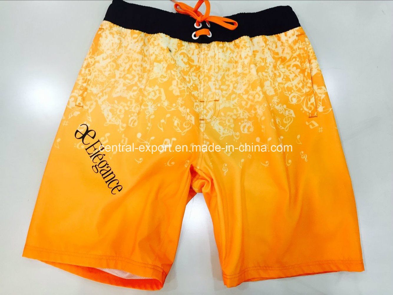 Oeko-Tex Flat Waist Polyester Patterned Men Board Short Swimwear