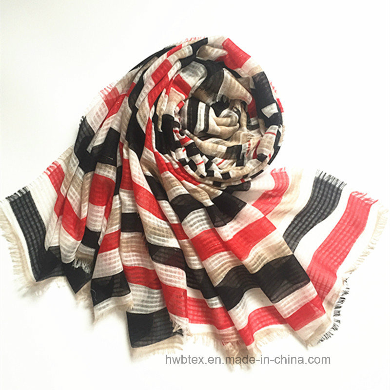 Irregular Transverse Stripe Scarf of Jacquard Polyester Quality (HW28)