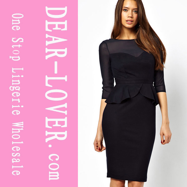 Mesh Cut out MIDI Peplum Dress