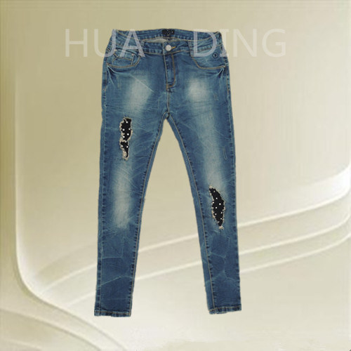 New Fashion Design High Quality Lady's Jeans with Nail Bead (HDLJ0036)