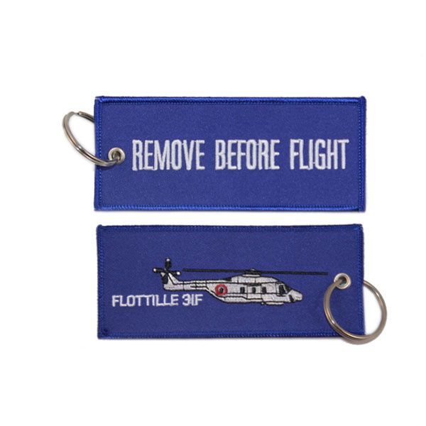 2018 Promotional Double Sides Logo Custom Embroidery Keychain