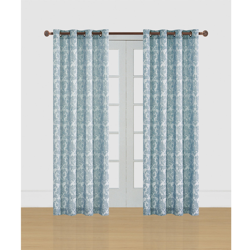 Light Blue Popular Design Grommet Jacquard Window Curtain