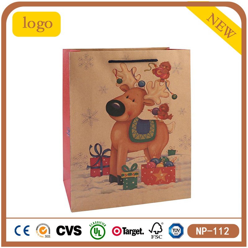 Kindly Christmas Reindeer Presents for Babies Kraft Shopping Paper Bag