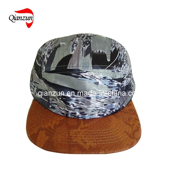 Custom Snake Leather Brim 5 Panel Baseball Caps