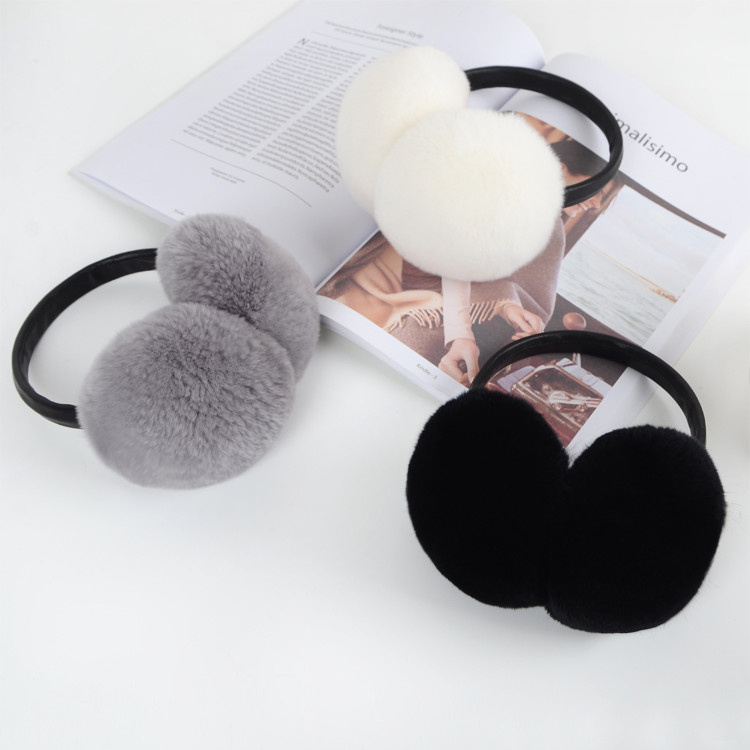 Winter Warm Real Rex Rabbit Fur Ear Muffs for Women