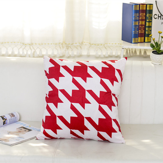 Houndstooth Transfer Printed Short Plush Cushion Decorative Pillow (MPL-526)