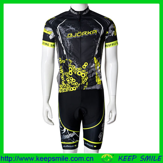 Custom Sublimation Printing Neon Yellow Color Cycling Wear