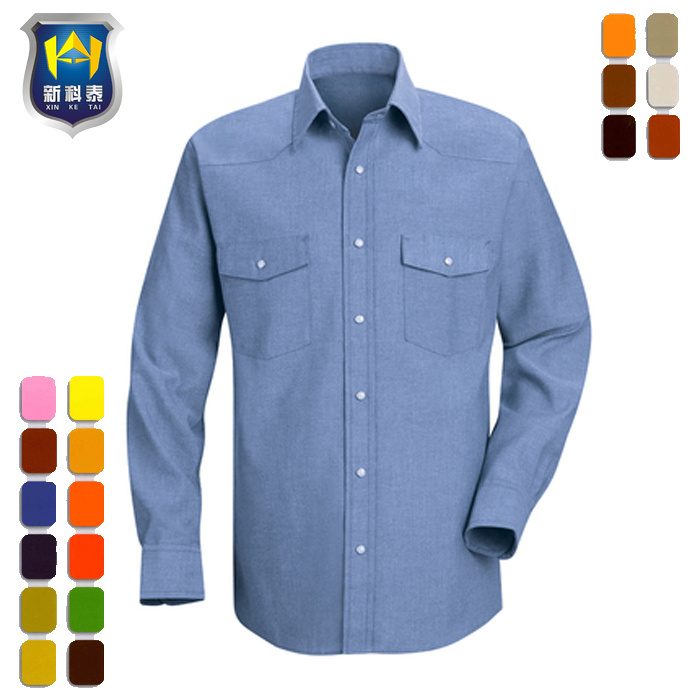 Custom Cotton Ripstop Fabric Red Color Work Shirt