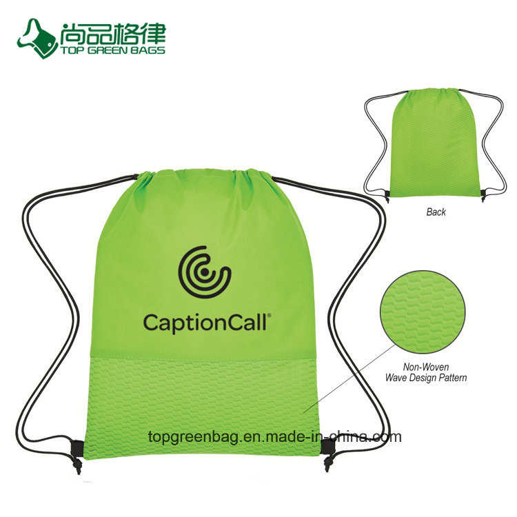 Economical High Quality Durable Non-Woven Wave Design Drawstring Bag