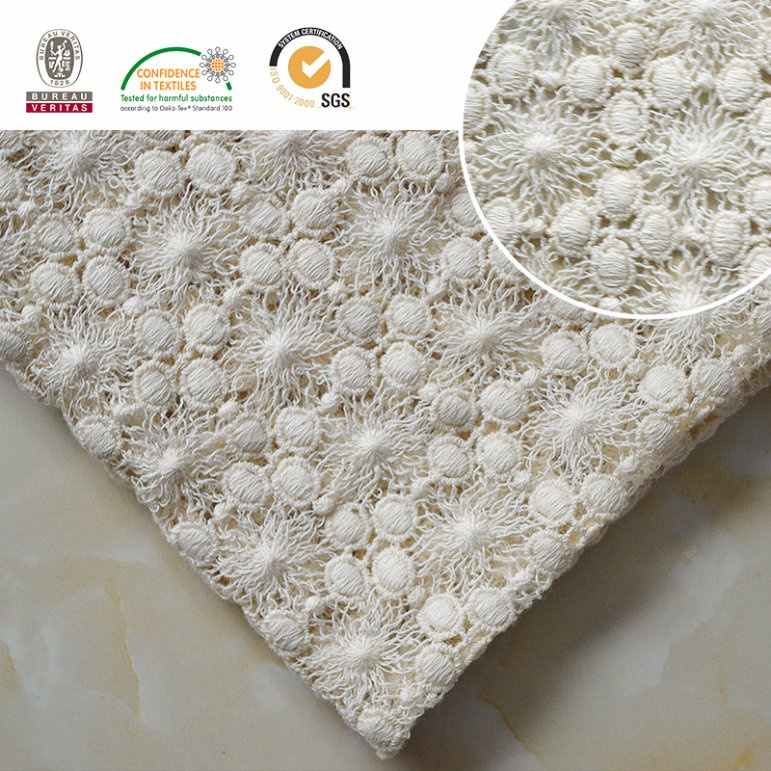 Newest Design Circle Shape Flower Embroidery Cotton Lace Fabric 2017 E10034