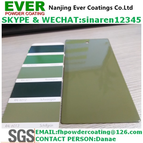 Smooth Glossy Reed Green Color Ral6013 Powder Coating