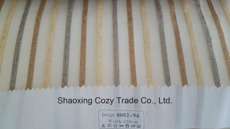 New Popular Project Stripe Organza Voile Sheer Curtain Fabric 008294