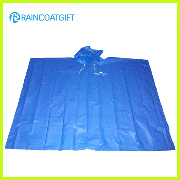 Disposable Blue PE Rain Poncho for Promotion (Rpe-012)