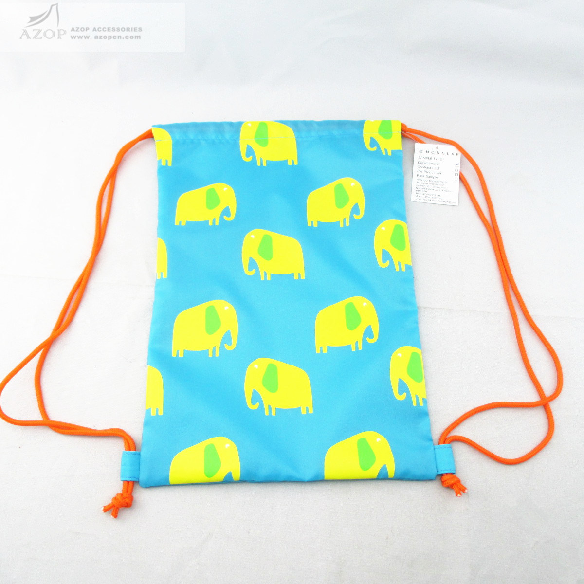 Elephant Print Swim Drawstring Bag