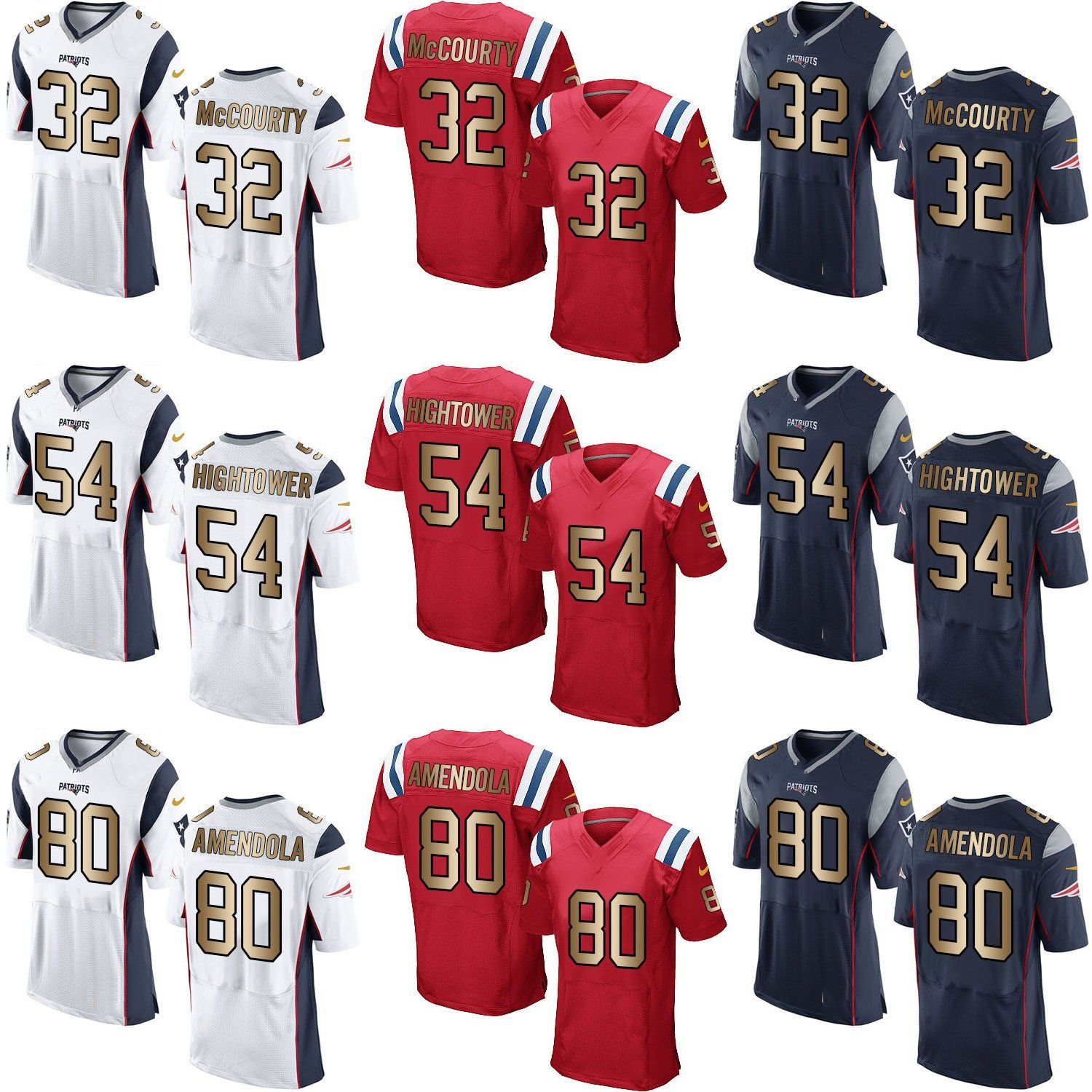 New England Blank Mccourty Hightower Amendola Customized American Football Jerseys
