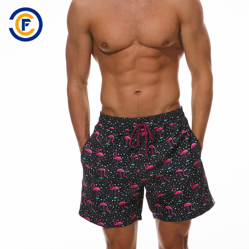 Oeko-Tex Full Waist Polyester Patterned Men Board Short Swimwear