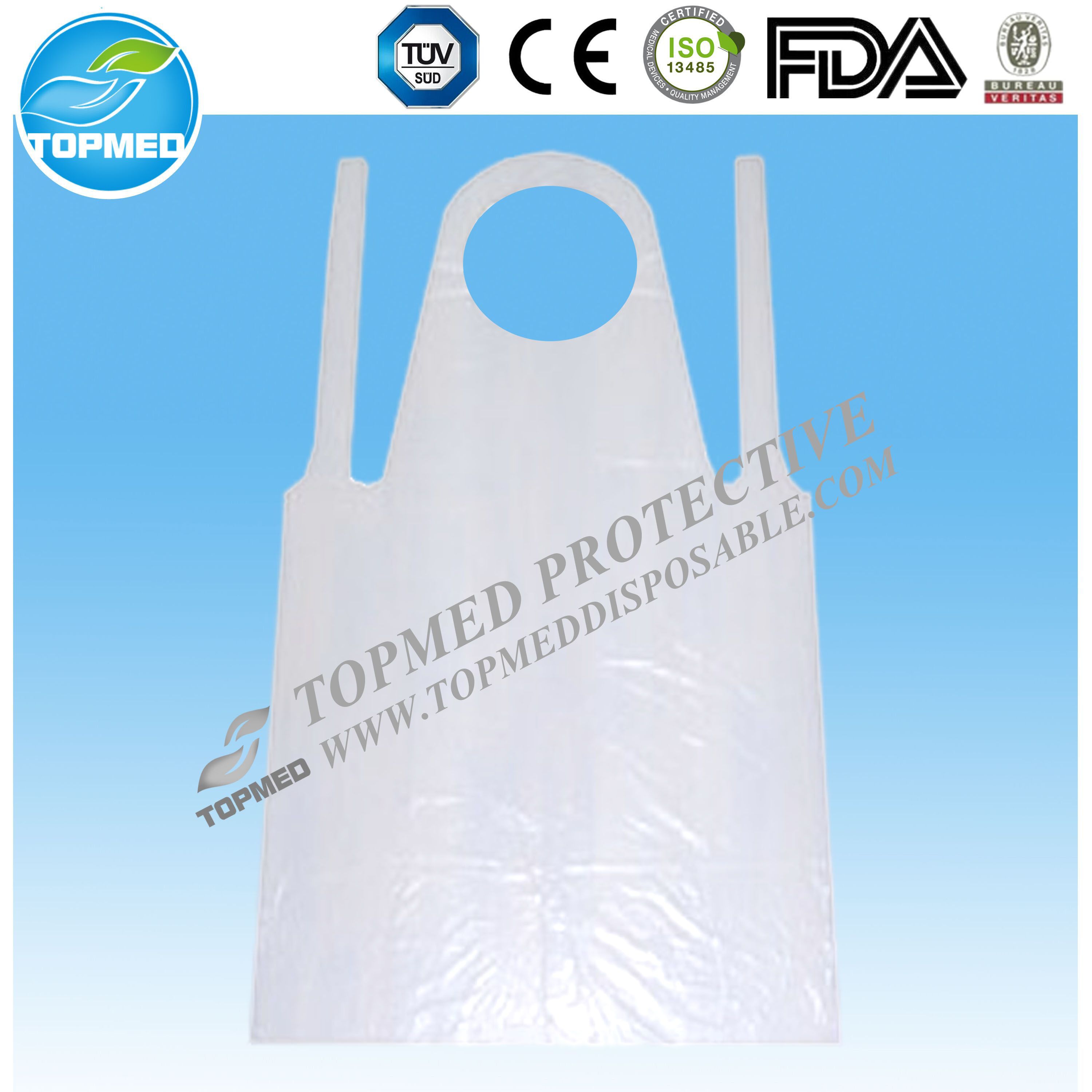 Free Samples! Disposable PE Transparent Apron Plastic Apron with Tie