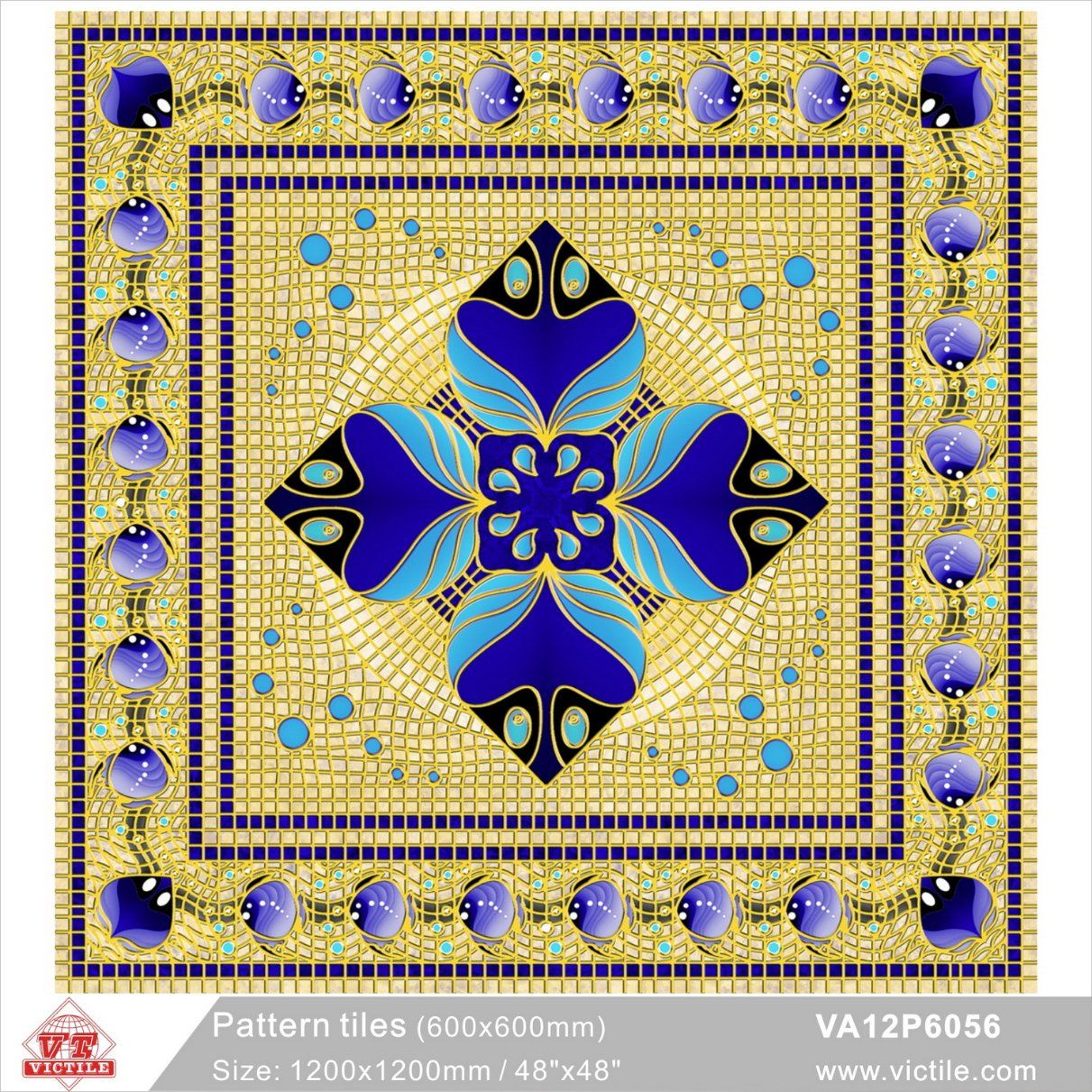 Building Material Customized Pattern Floor Carpet Tile (VA12P6056, 600X600mm+1200X1200mm)