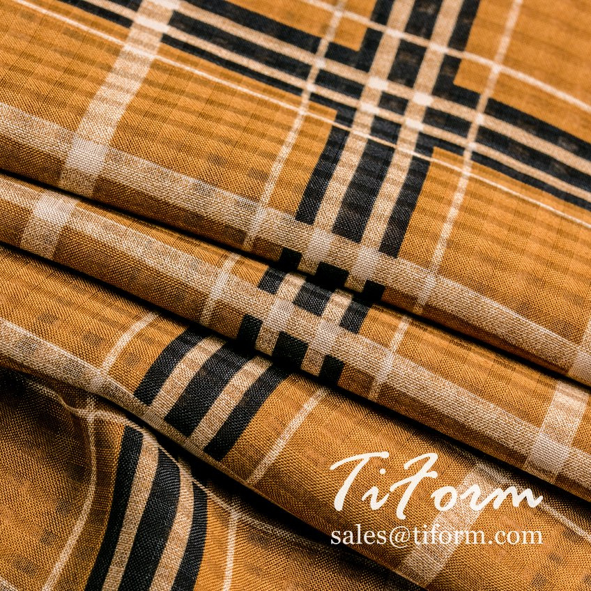 100% Polyester Plaid Printing Chiffon Fabric for Summer Dress
