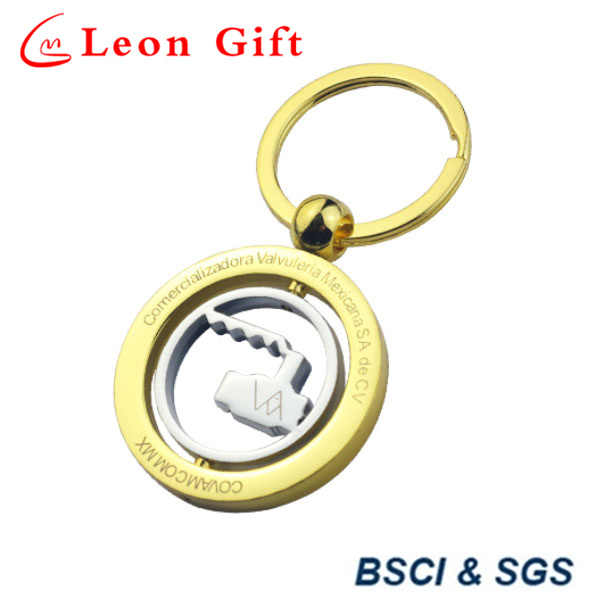 Top Quality Cut out Design Gold/Silver Rotatable Keychain