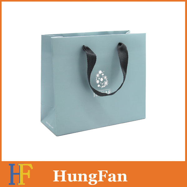 One Color Printed with Ribbon Handle Paper Bags