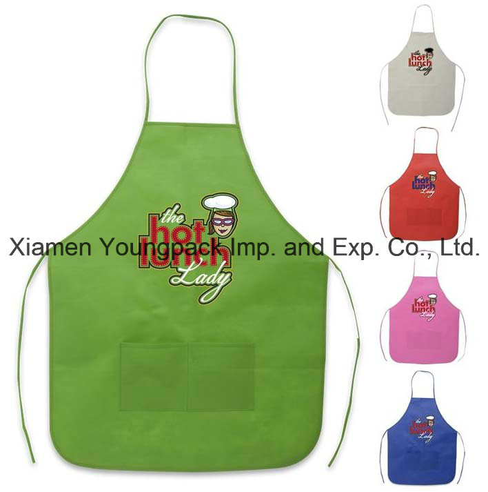 Cheap Promotional Custom Printed Non-Woven Cooking Apron with Pockets
