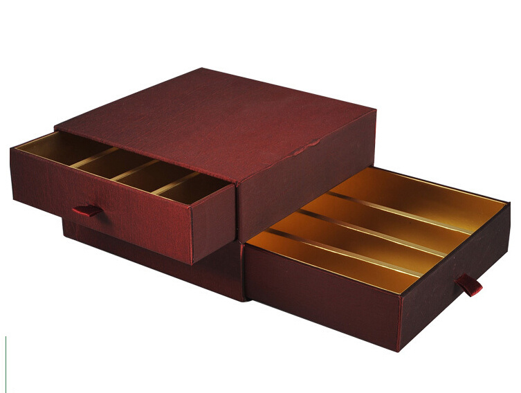 Empty Gold Metallic Paper Cheese Drawer Box