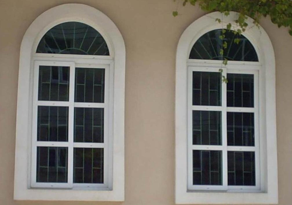 European Standard High Quality PVC Sliding Window with Arched Top and Grill Design