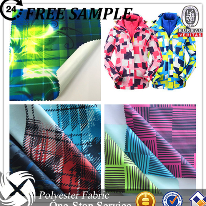 Polyester Twill Fabric Printing PU Milky Coating Functional Breathable Fabric for Outdoor Jacket
