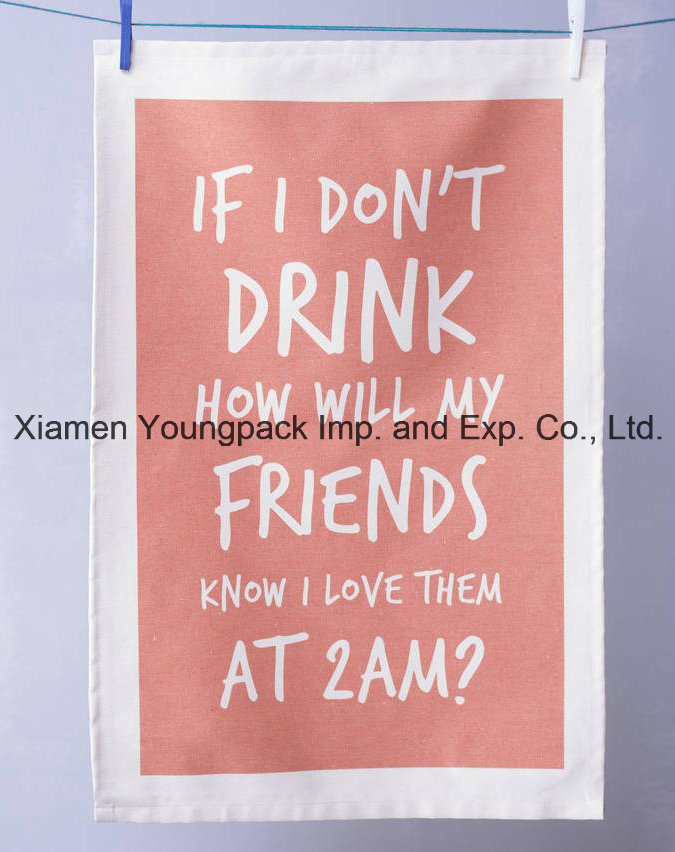 Personalized Custom Printed White 100% Cotton Fabric Tea Towel