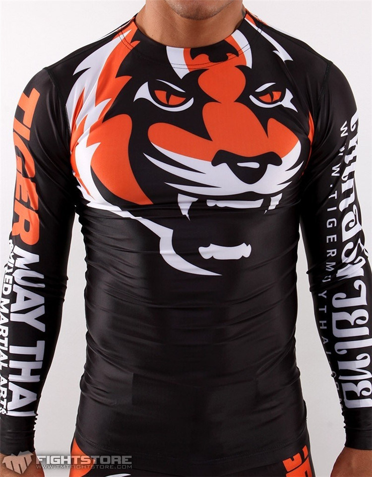Anti-UV Super Stretch Custom Long Sleeves MMA Rash Guard Custom Logo