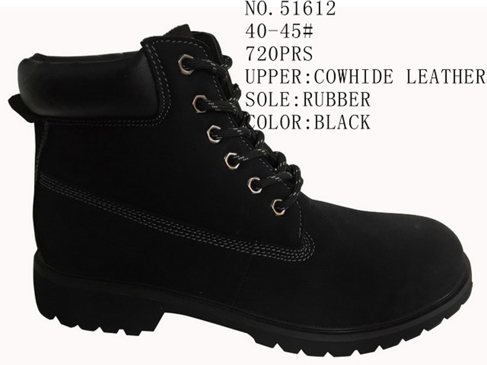 No. 51612 Black Color Men's Shoes Leather Boots Stock