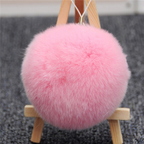 Colorful Rabbit Fur Pompons Keychain / Fur Ball Key Chain