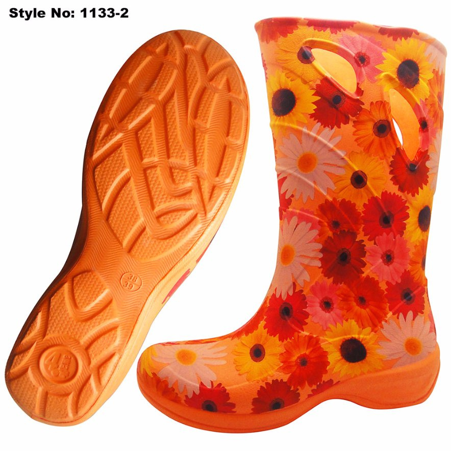 Trendy Print Flower Garden Work EVA Rain Boot