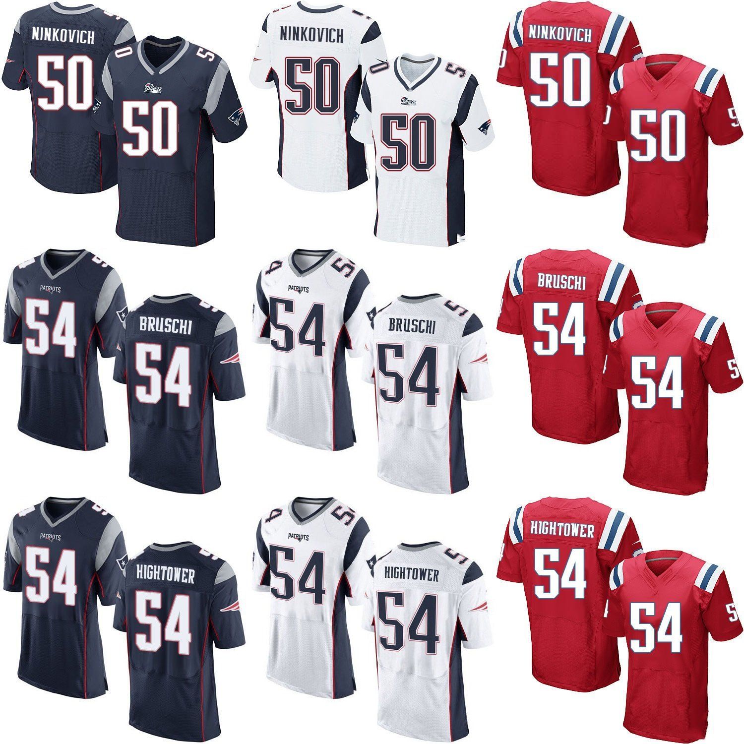 New England Rob Ninkovich Dont'a Hightower Tedy Bruschi Football Jerseys
