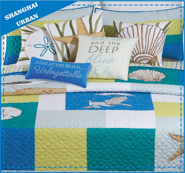 Sea Impression Printed Polyester Patchwork Quilt