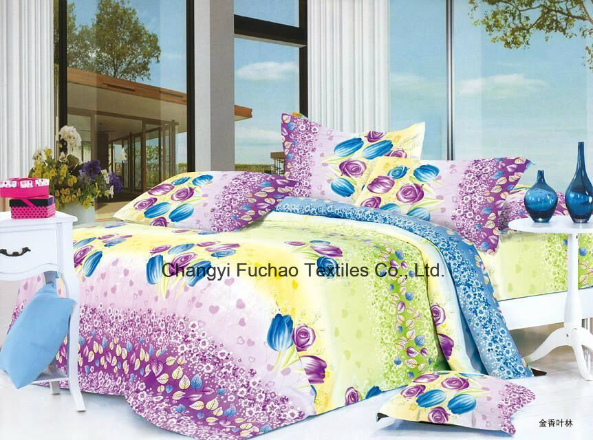 Colorful Flower Pattern Bamboo Microfiber Cheap Bed Sheet Set Bedding Set Home Textile