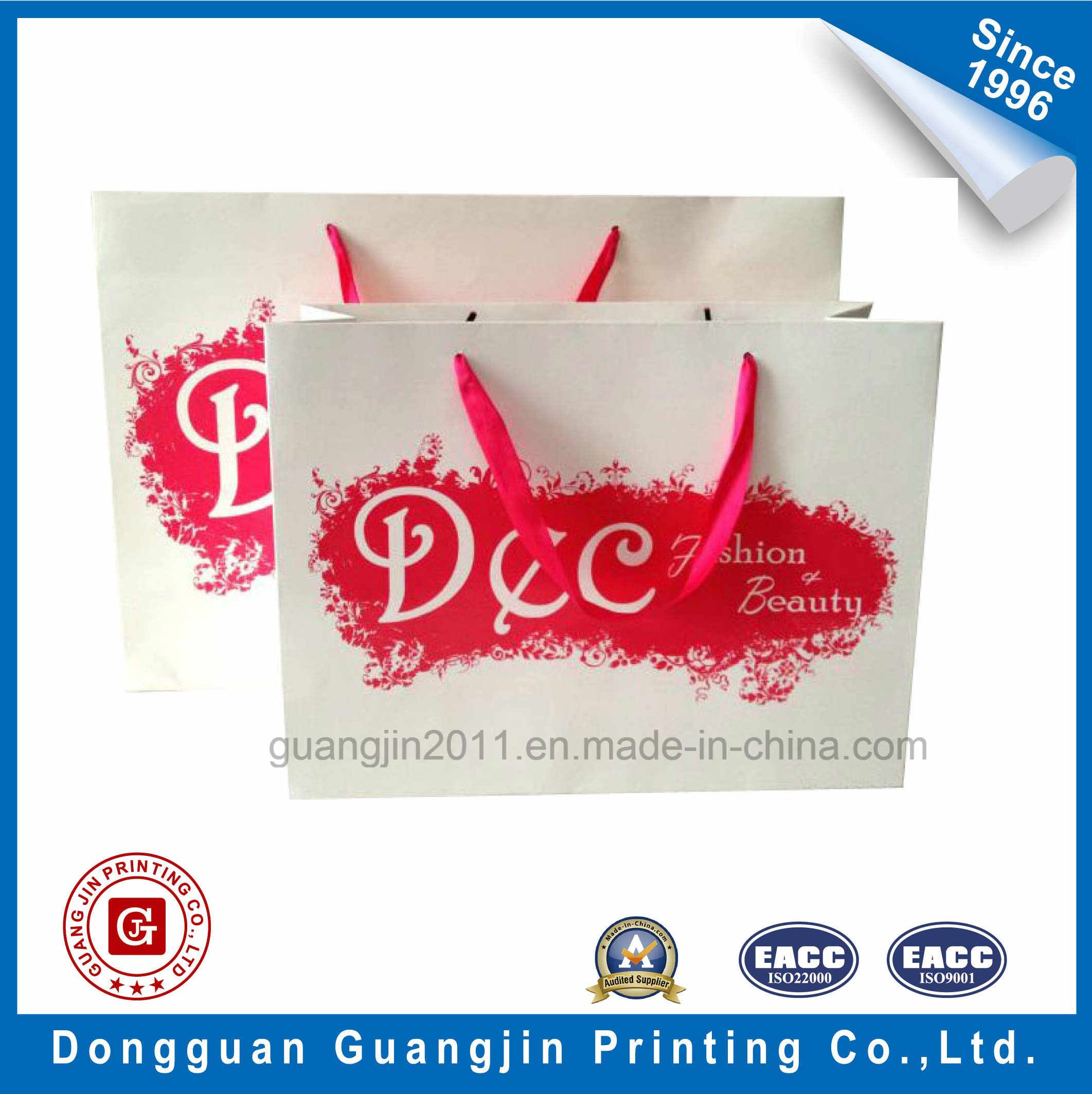 Custom Made Matt Laminated Paper Shopping Bag for Garment Packaging