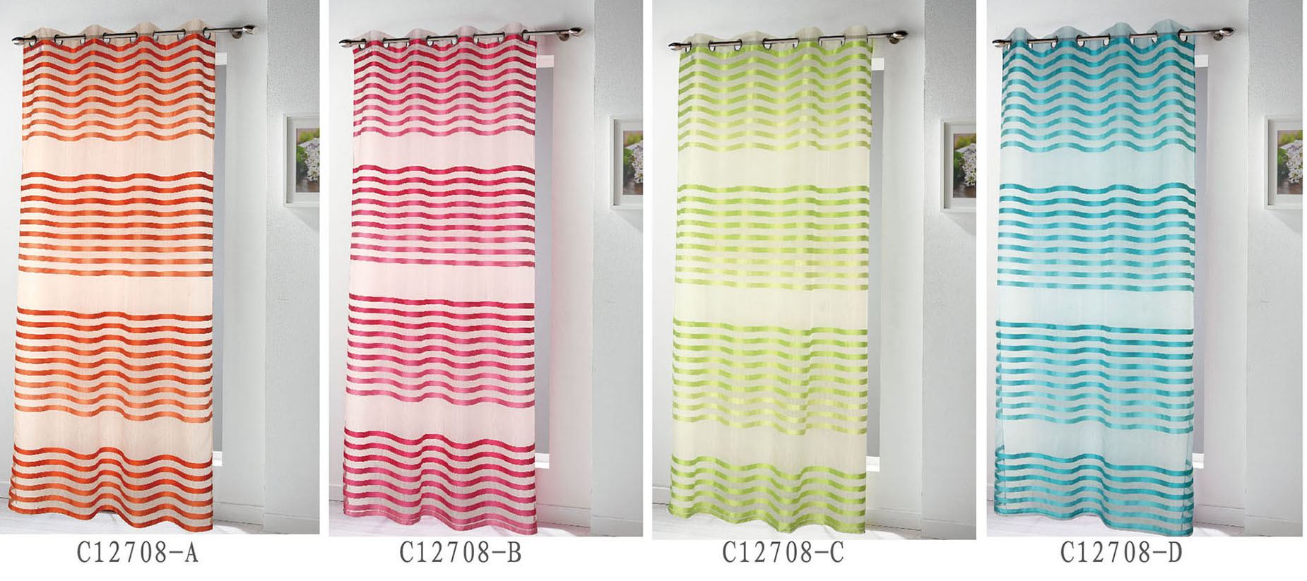 Polyester Stripe Voile Curtain Valance