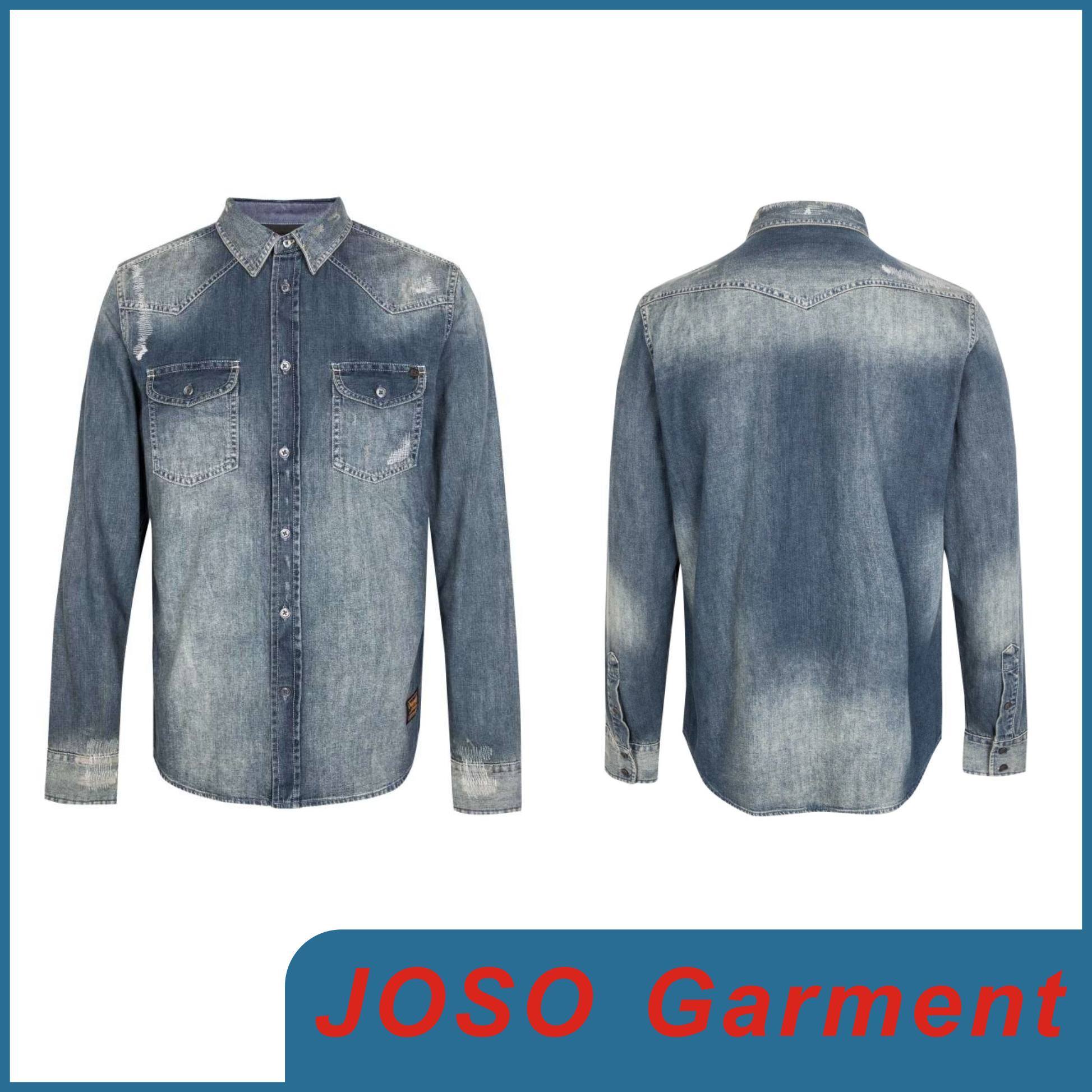 Men Blue Faded Denim Shirts (JC7008)