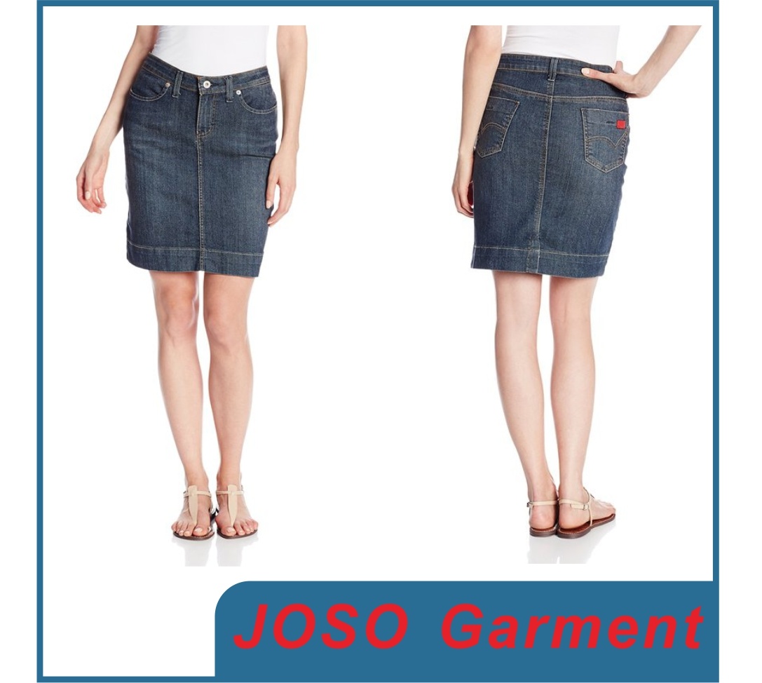 Ladies Knee Length Denim Skirt (JC2038)