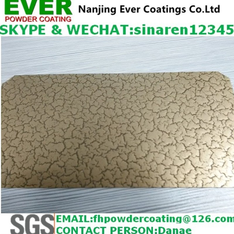 Electrostatic Spray Crack Effect Finish Gold Color Powder Coating