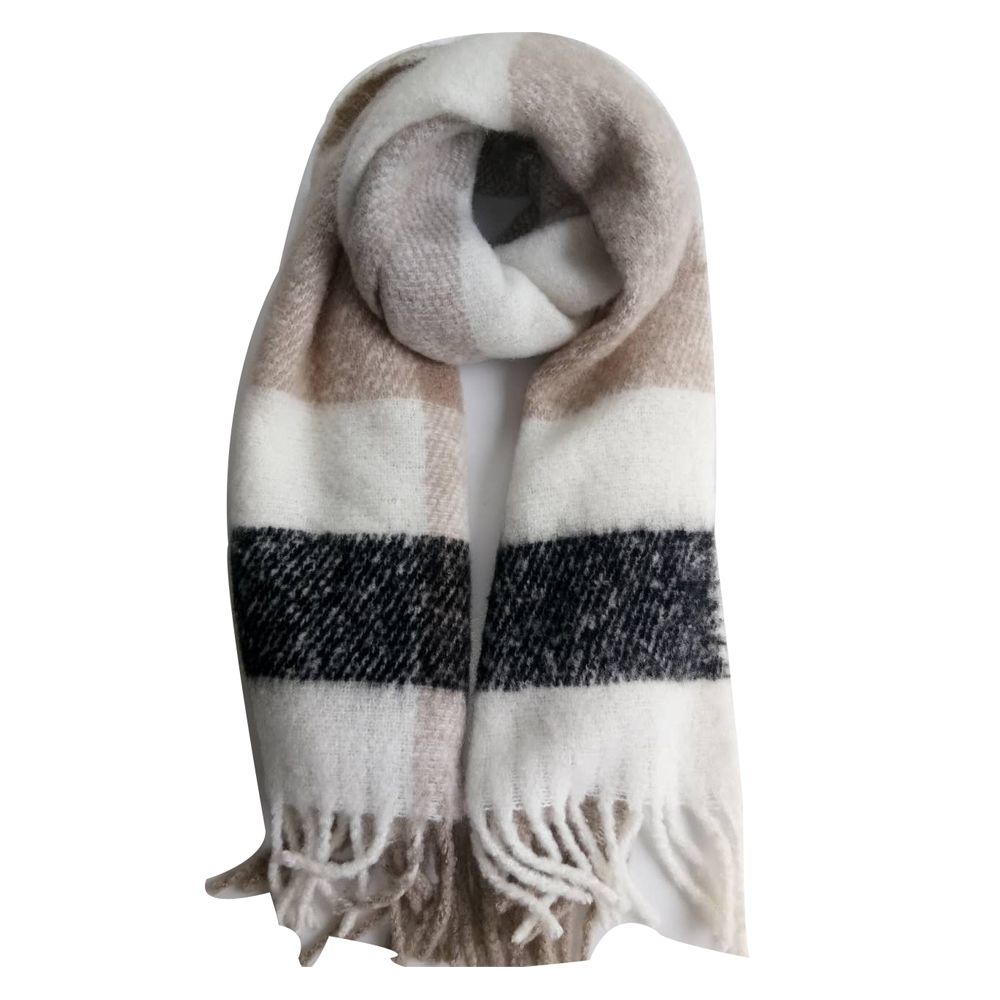 Ladies Soft Bouble Woven Check Blanket Scarf