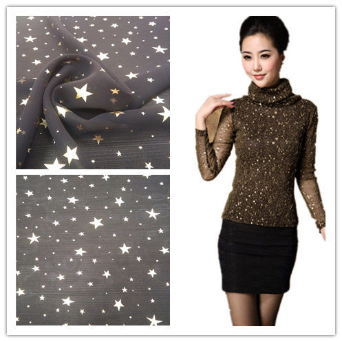 Polyester Chiffon Fabric, Gold Stamping, for Women's Wear and Children's Wear
