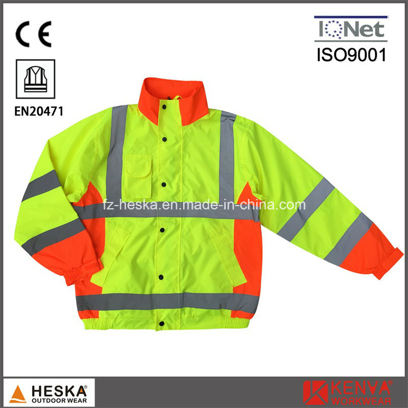 Mens Safety Waterproof Fluorescent Rain Jacket