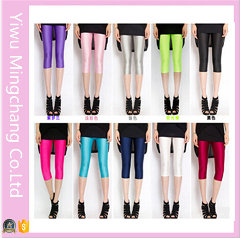 2016 New Design Summer Plus Size Colorful Soild Girl's Stretch 3/4 Pants