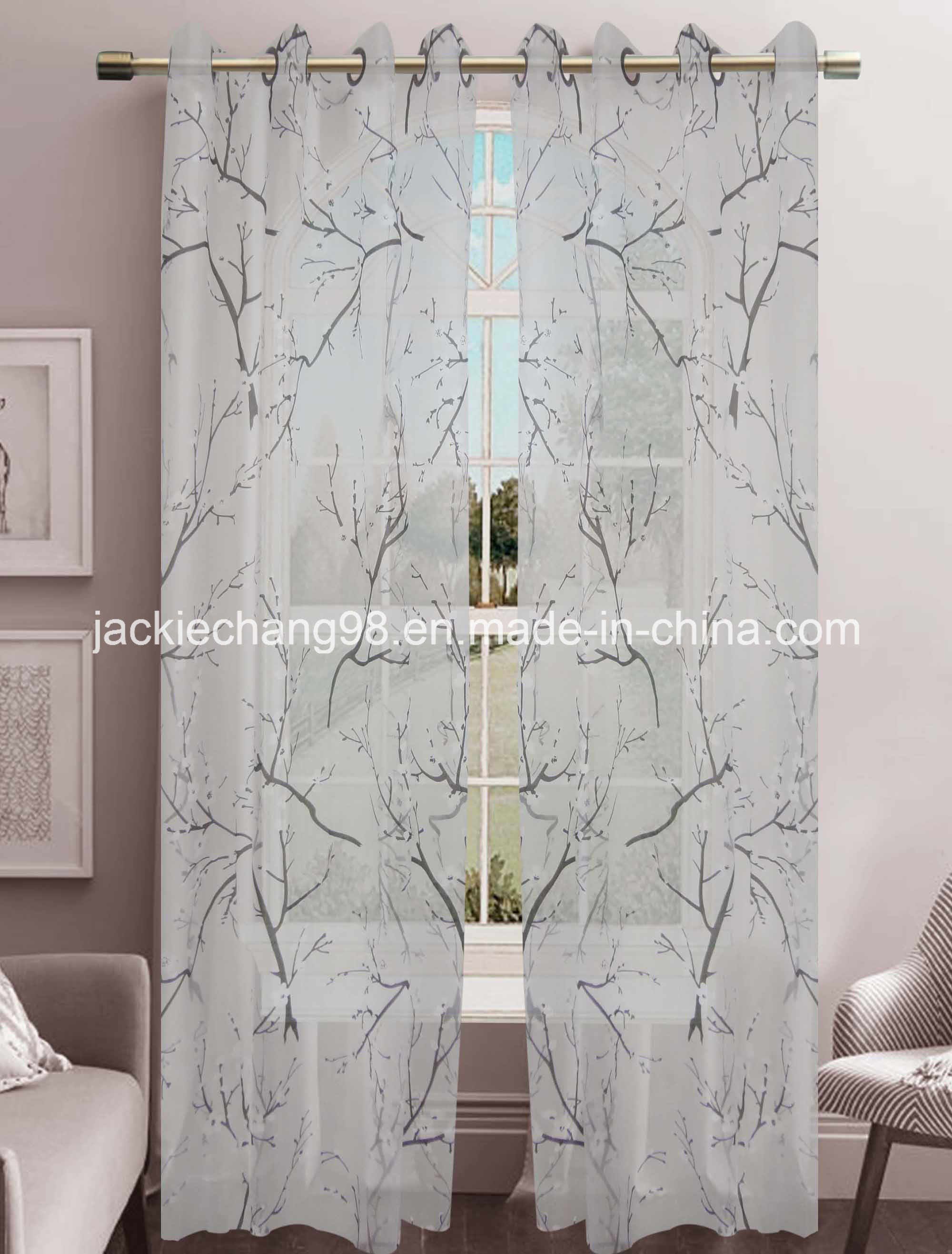 Printed Voile Grommet Panel / Sheer Curtain