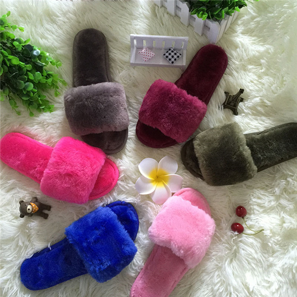 2017 New Style Rex Rabbit Fur Women Indoor Slippers